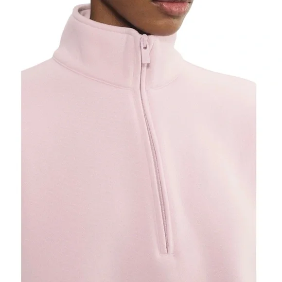 Aritzia Pale Pink Half Zip Sweatshirt Boyfriend Fit L Pickets Cozy Sweatfleece